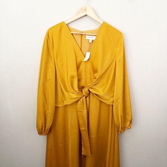 BANANA REPUBLIC | NWT "Sugar Maple Leaf" Golden Yellow Midi Dress Tie | 16 - Picture 2 of 7